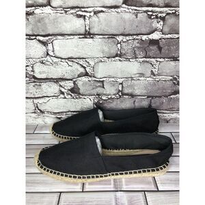 J. Crew Black Fabric Textile Slip On Espadrilles Flat Shoes Women Sz 12M US/43EU